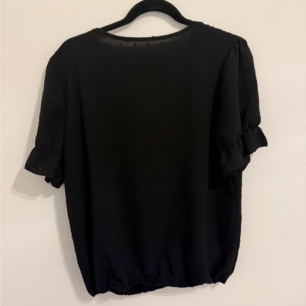 Jacquard Pom Blouse Puff Sleeve Top - Picture 4 of 5